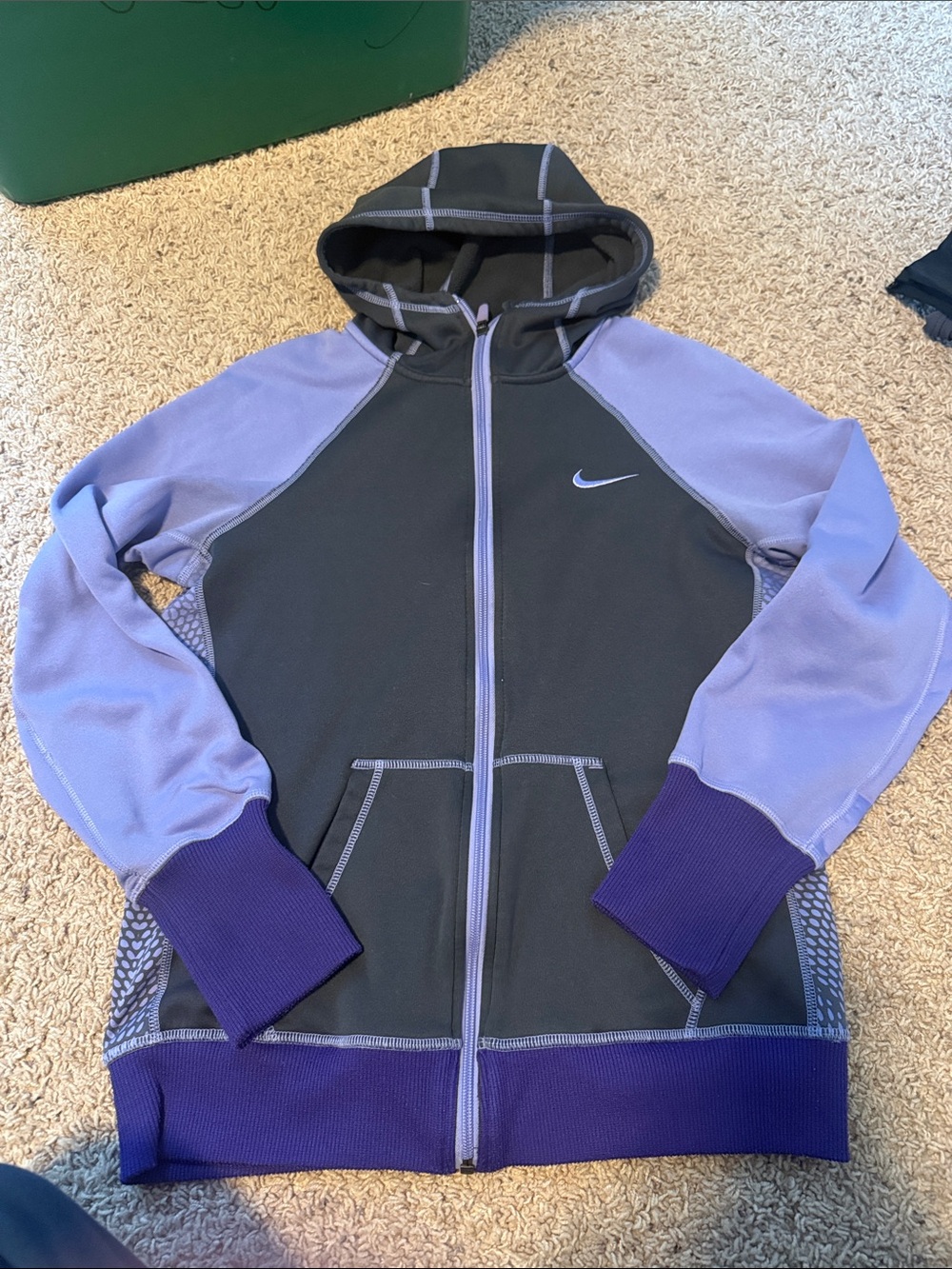 Nike Gray & Purple Full-Zip Hooded Sweatshirt